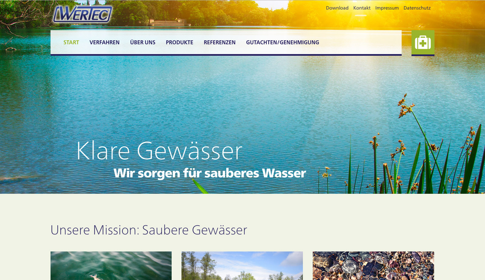 Website klare Gewässer von transparent Werbeagentur Chemnitz