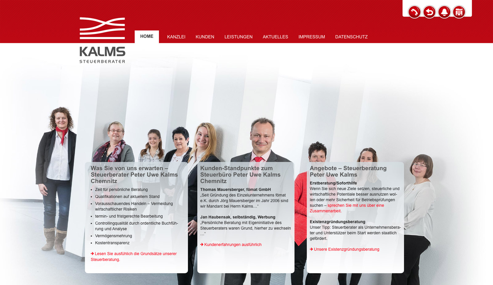 Website Steuerberater Kalms/Chemnitz von transparent