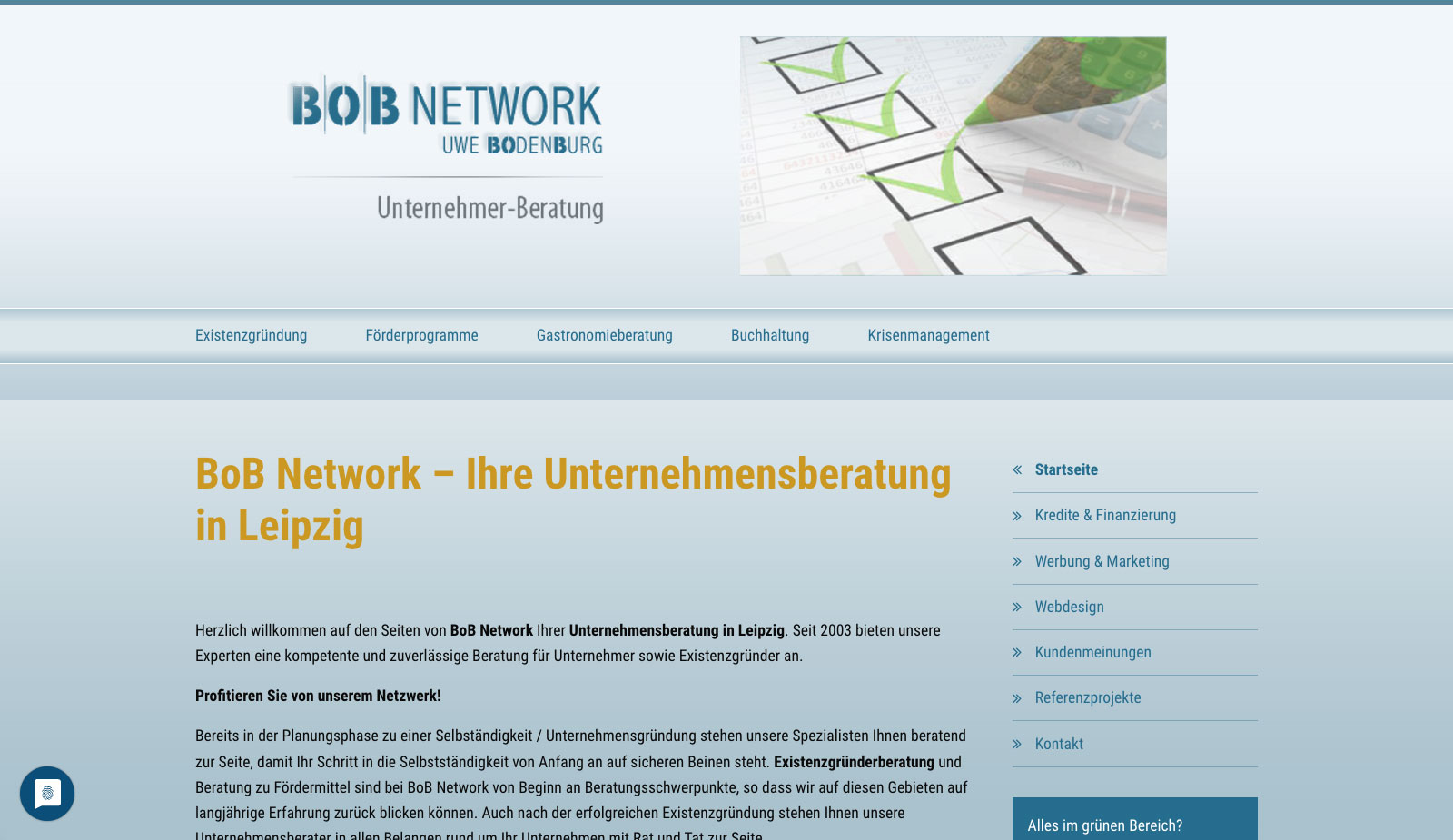 Website BOB Network von transparent Werbeagentur Chemnitz