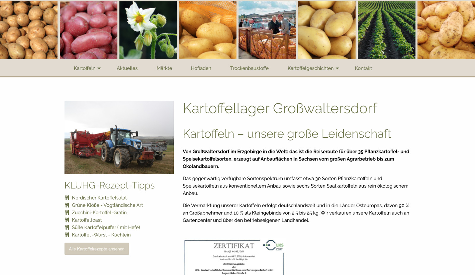 Website Kartoffellager Großwaltersdorf von transparent Werbeagentur Chemnitz