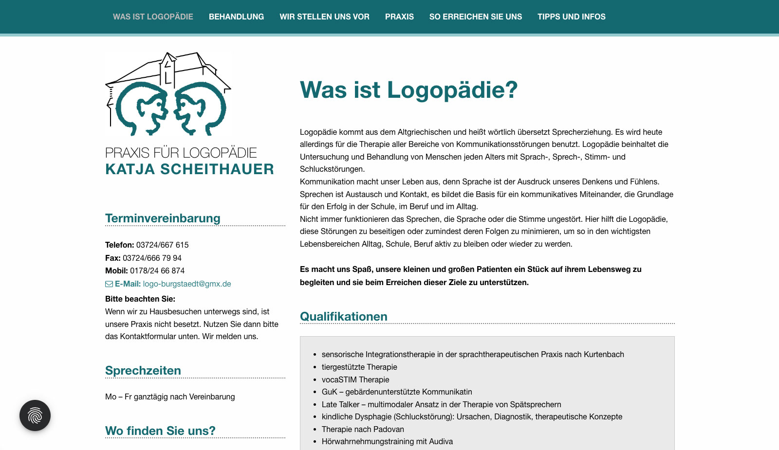 Website Logopädie Burgstädt von transparent