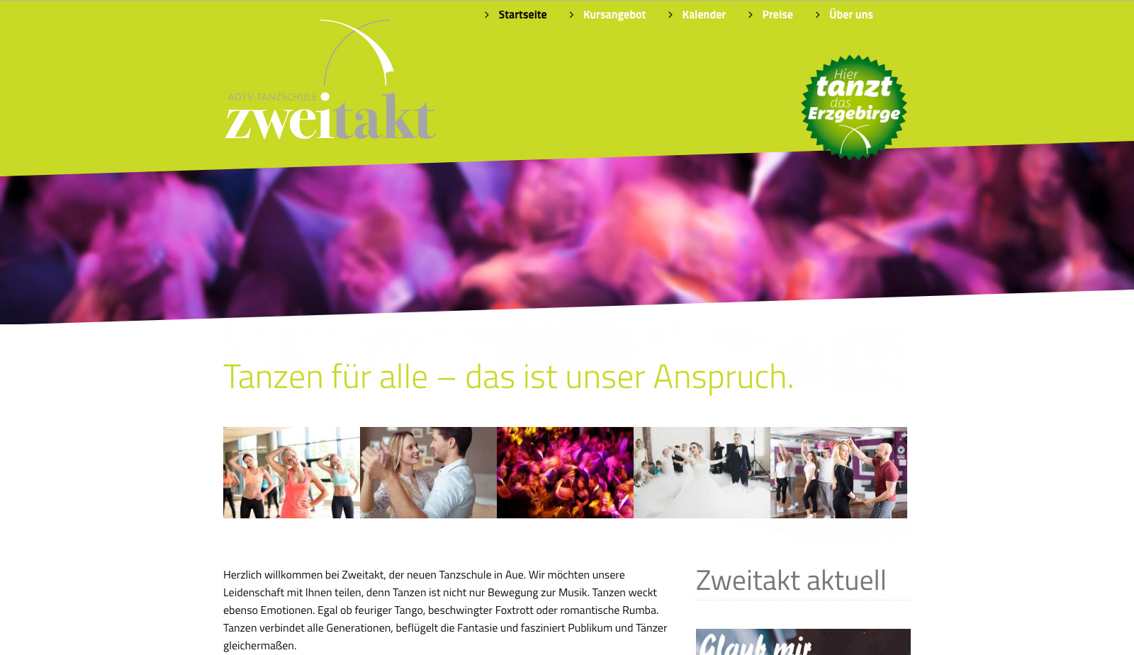 Website ADTV-Tanzschule zweitakt von transparent Werbeagentur Chemnitz